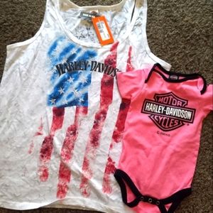 Harley Davidson tank 3X & baby onzie